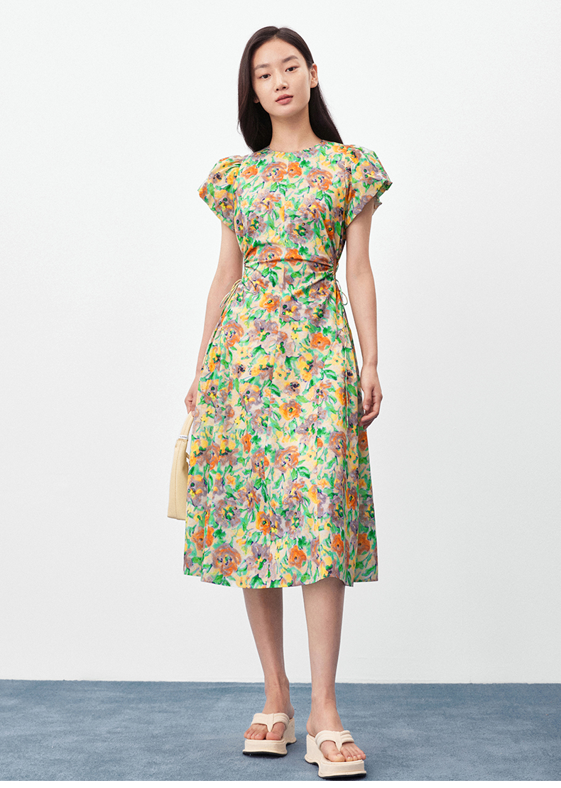  thdmladies Vintage Short Sleeve Floral Tea Break Dress thedmladies