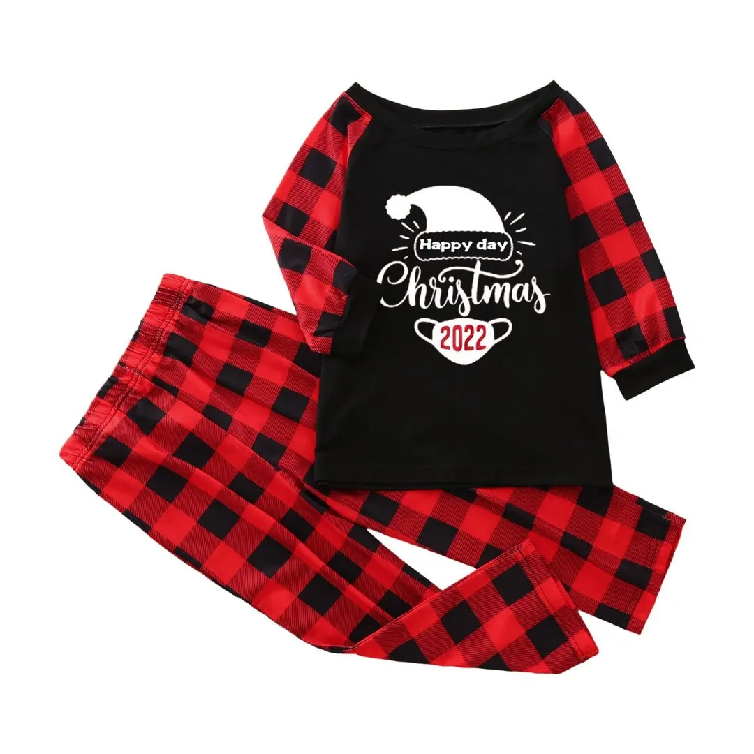 Christmas parent-child set printed home wear pajamas two-piece sui