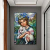 (50*70cm)Girl Holding Sheep - Round AB Drill Diamond Painting
