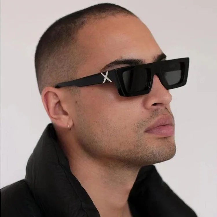 Vintage Luxury Men Rectangle Sunglasses at Hiphopee