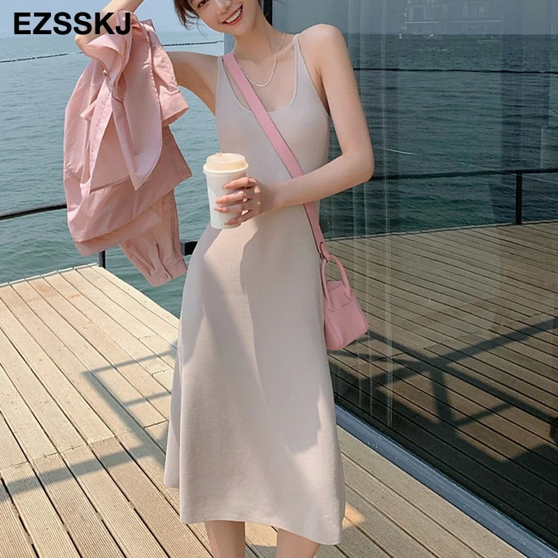 candy color vacation summer slim sexy dress lower v-neck dress a-line  women's dress candy color feamle summer long DRESS