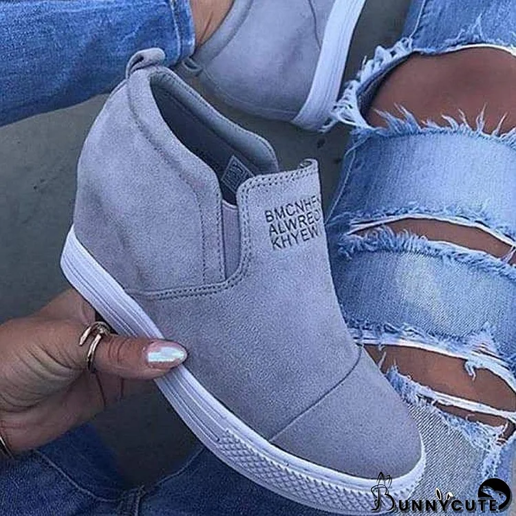 Letter Slip On Wedge Sneakers