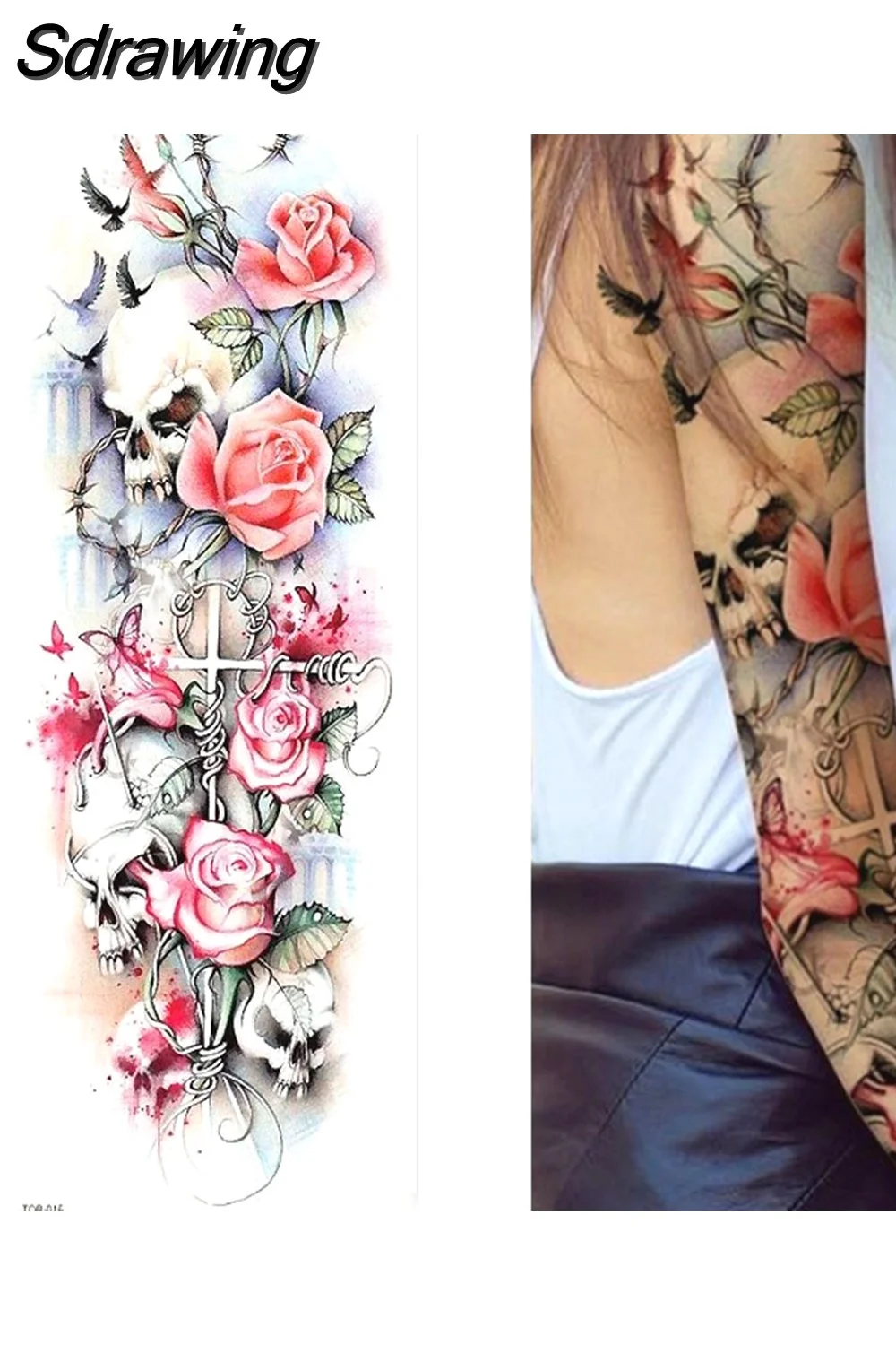 Sdrawing Sheets Full Arm Leg Extra Large Temporary Tattoos, Body Art For Men And Women - Wolf,Tiger,Bear,Warrior,Tribal Symbol 405-1