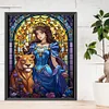 Diamond Painting -DIY Round Partial AB Drill Lion and Beauty（45x55cm）