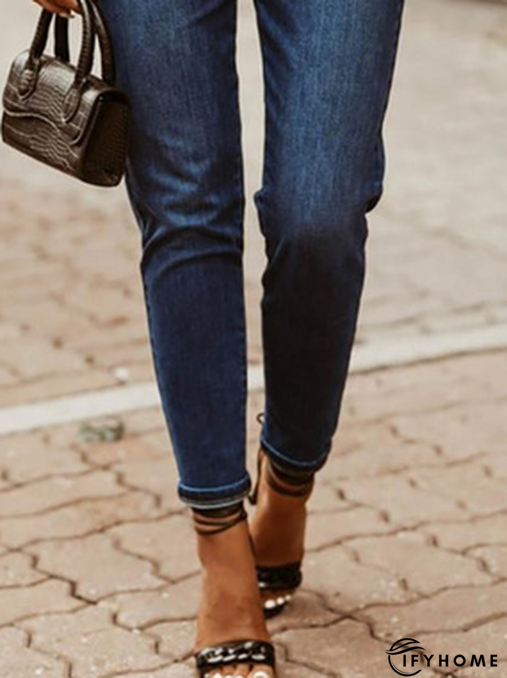 Plain Buckle Casual Jeans | IFYHOME