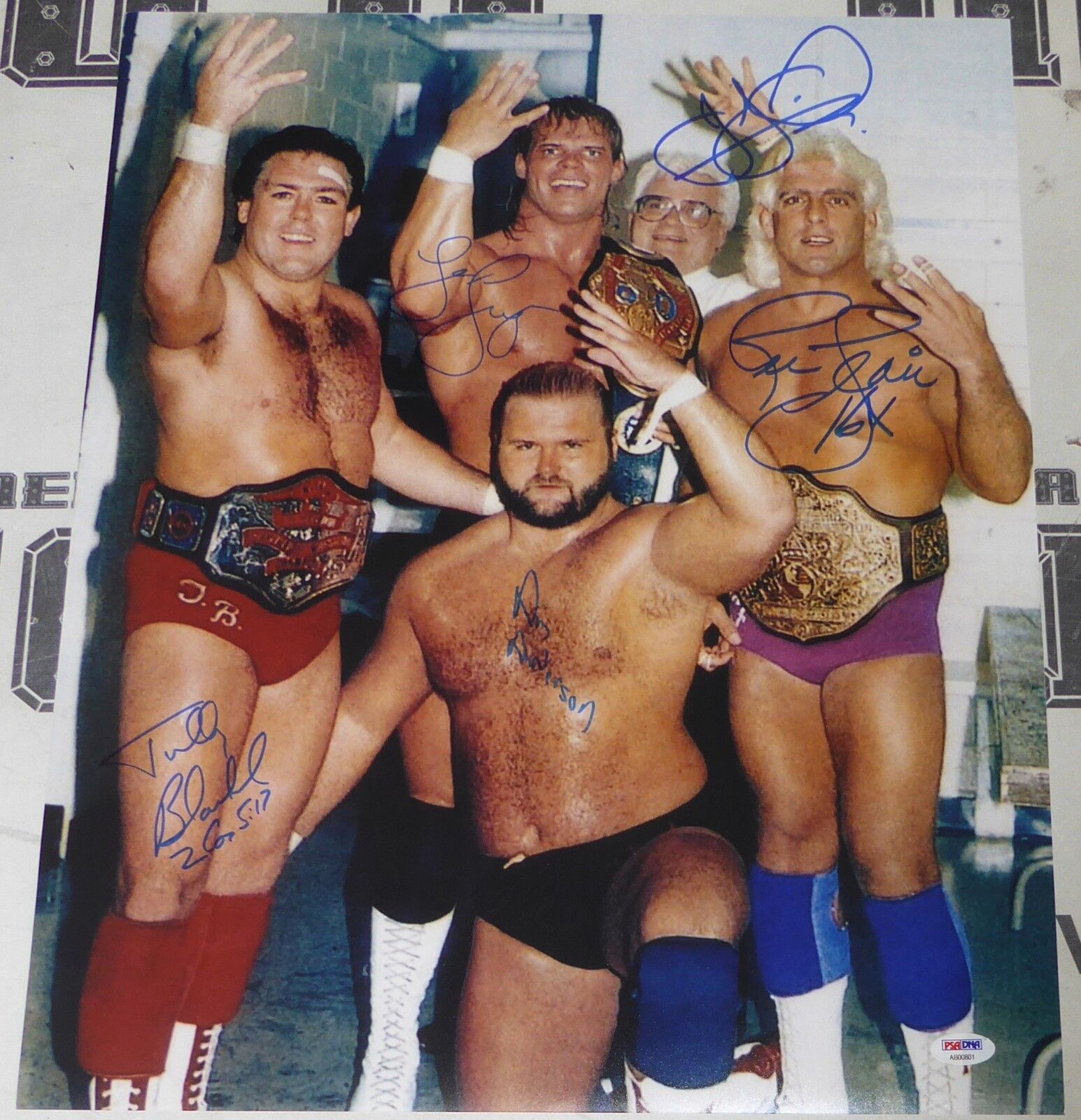 Ric Flair Arn Anderson Lex Luger+ 4 Four Horsemen Signed 16x20 Photo Poster painting PSA/DNA WWE