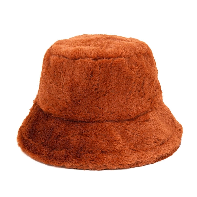 Autumn And Winter Hat Women’s New Rabbit Velvet Fisherman Hat Solid Color Candy Color Warm Thick Plush Basin Hat Japanese Fashion