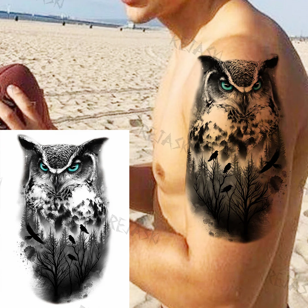 Sdrawing Tiger King Creative Temporary Tattoos For Men Adults Wolf Bowknot Owl Lion Forest Fake Tattoo Sticker Chest Arm Tatoos DIY