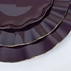 10 Pack | 9" Purple Hard Plastic Dinner Plates with Gold Ruffled Rim, Heavy Duty Disposable Dinnerware