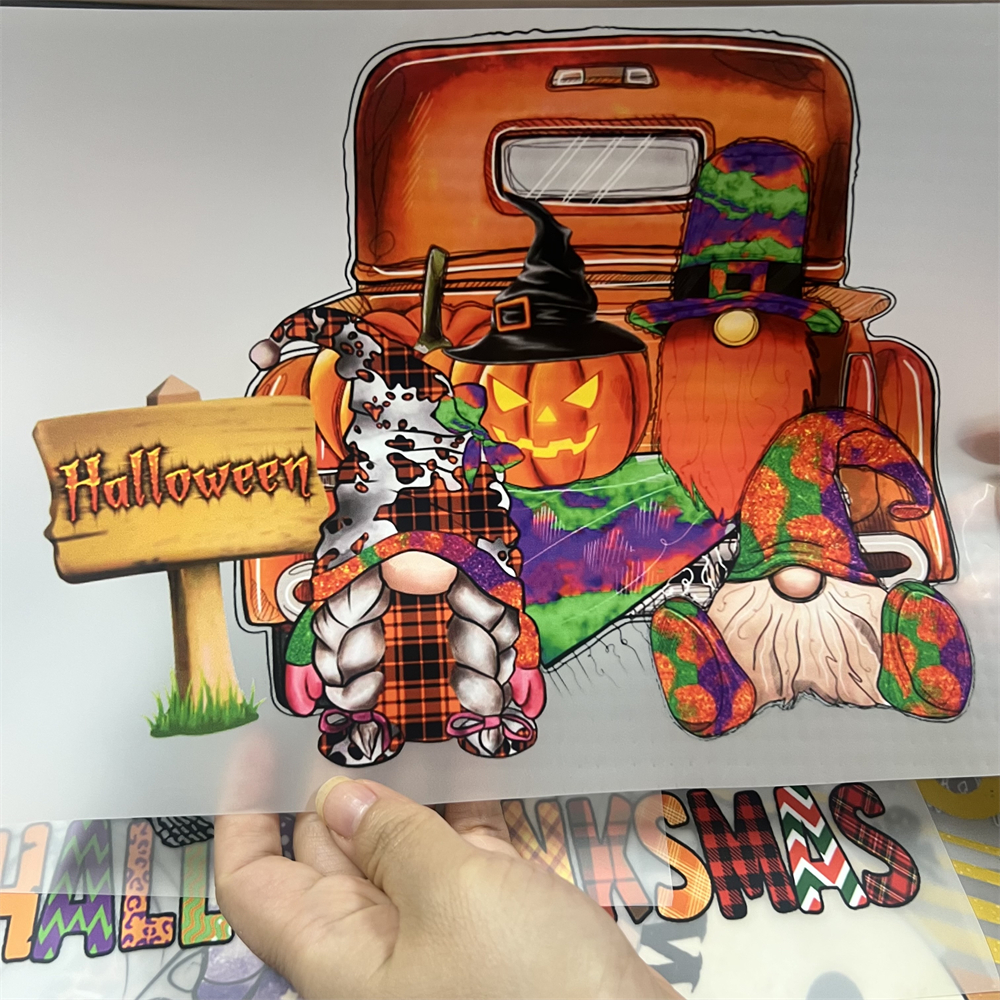 Halloween holiday design pumpkin iron on decals heat press dtf print