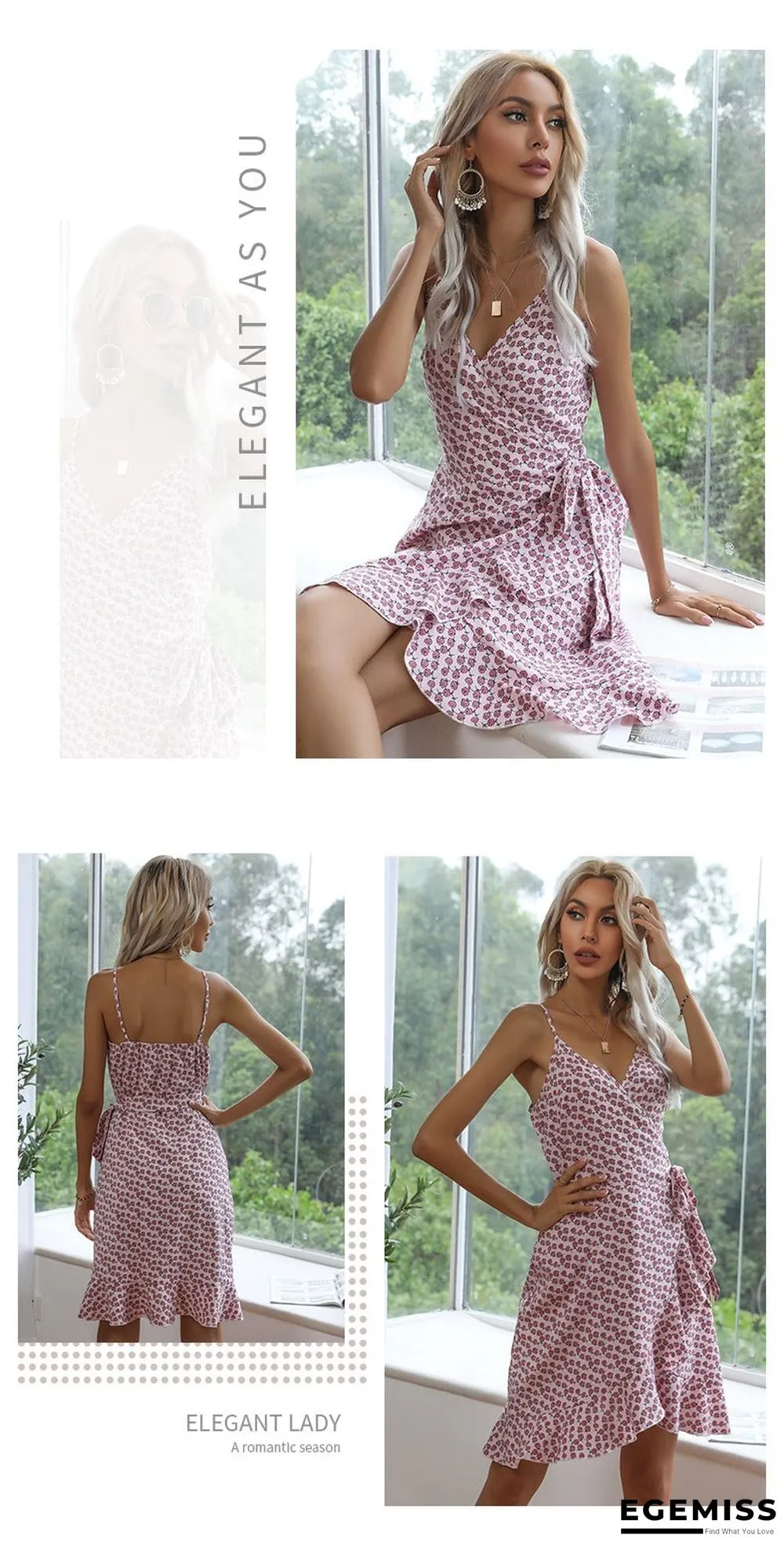 Summer Printing Irregular Ruffled Suspenders Dress Women | EGEMISS