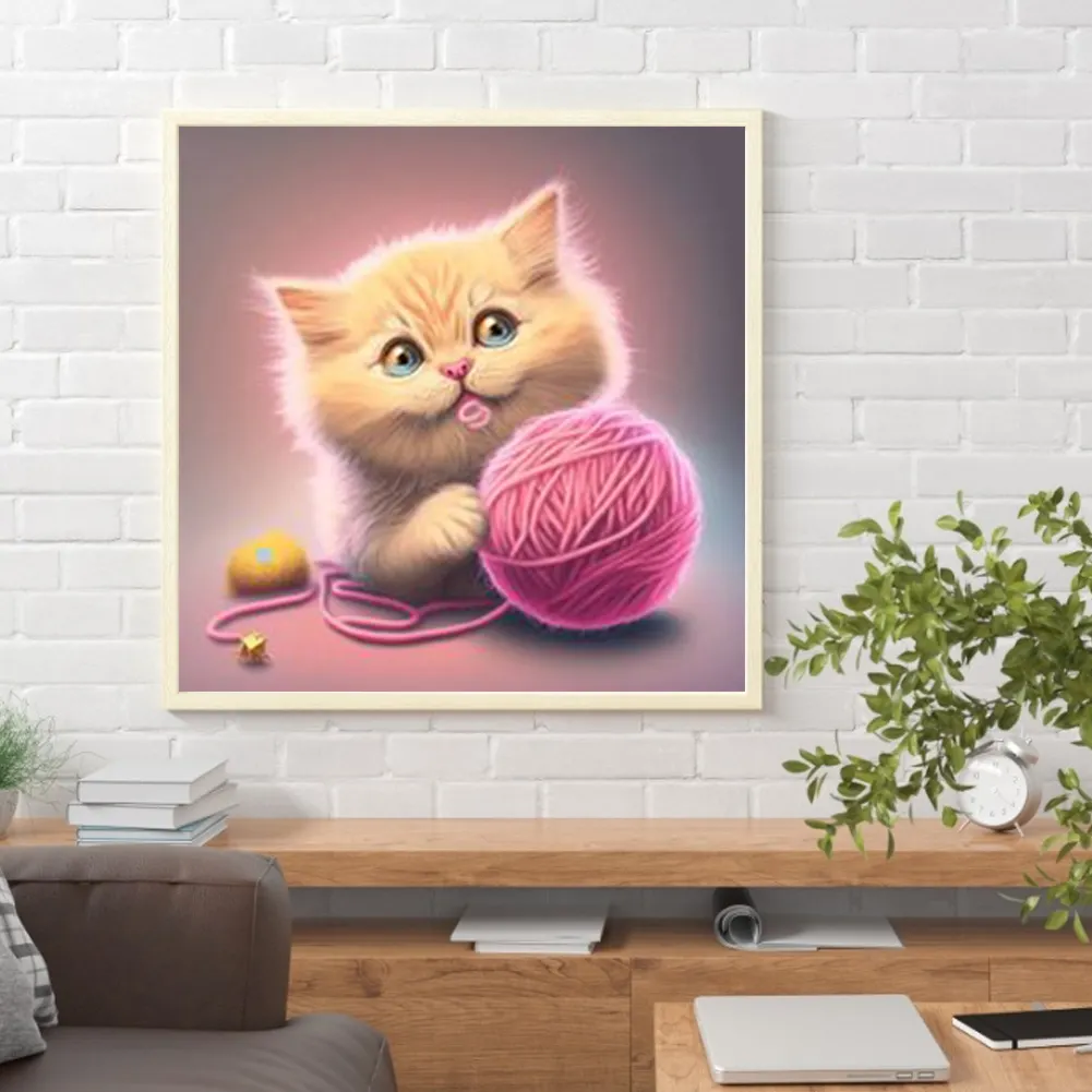 DIY Paint By Number 40*40cm - Cat Playing With Yarn