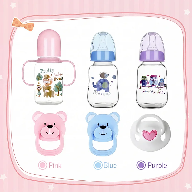 3 Style Baby Dolls Pacifier & Bottle Set Babeside Baby Doll Accessories 6 Pcs