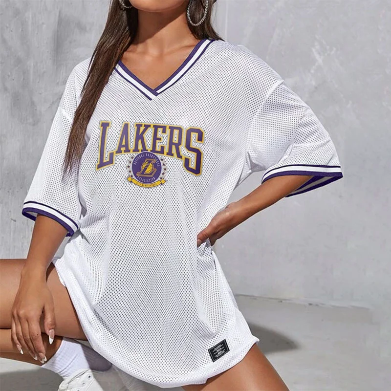 Women's Fashion Casual Basketball Support Los Angeles Lakers T-shirt