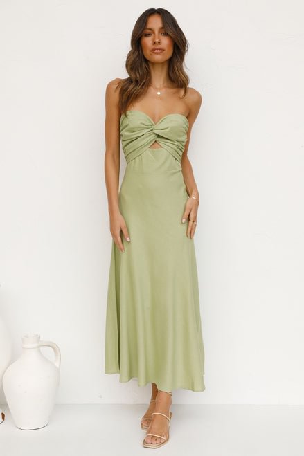 Strapless Backless Vacation Maxi Dresses - Green