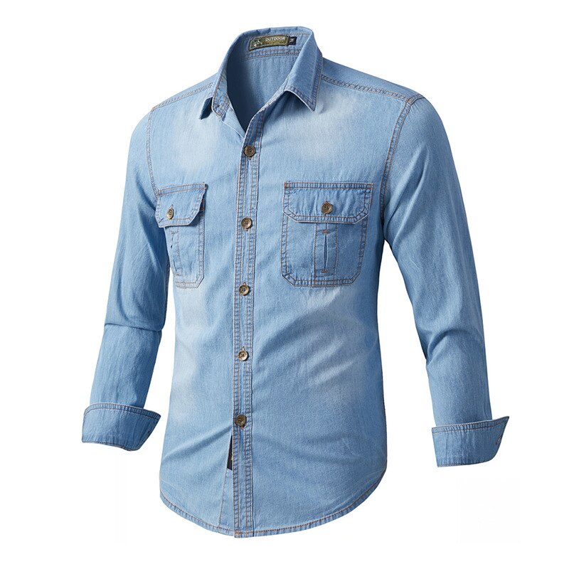Men's Long Sleeve Denim Shirt Spring And Autumn Workwear Long Sleeve Top European And American Trend Fashion Casual Men's Jacket