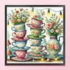 Teacups And Vases-11CT Stamped Cross Stitch 45*45cm/17.72*17.72in tapestrymarket