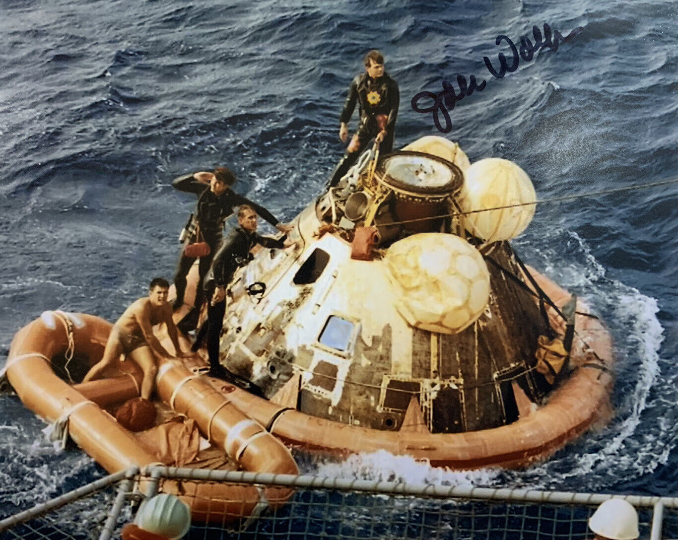 JOHN WOLFRAM HAND SIGNED 8x10 Photo Poster painting APOLLO 11 RECOVERY AUTOGRAPHED RARE