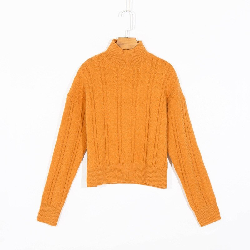 Spring and autumn women's sweater casual solid color high neck long sleeve sweater