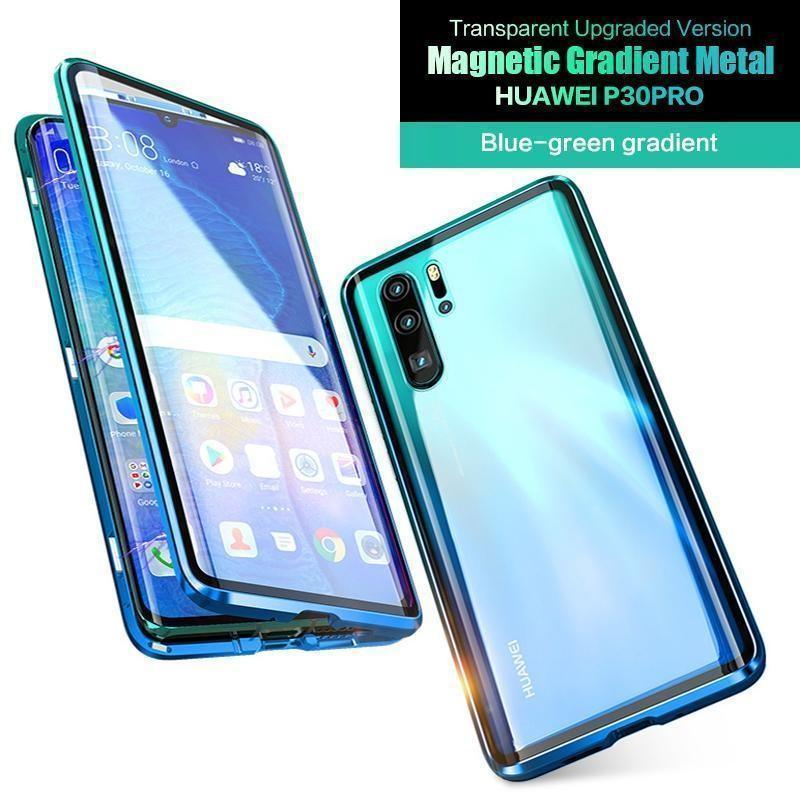 Luxury Magnetic Gradient Metal Aluminum AlloyTransparent Upgraded Version Two Side Glass Cover Phone Case For HUAWEI P30Pro