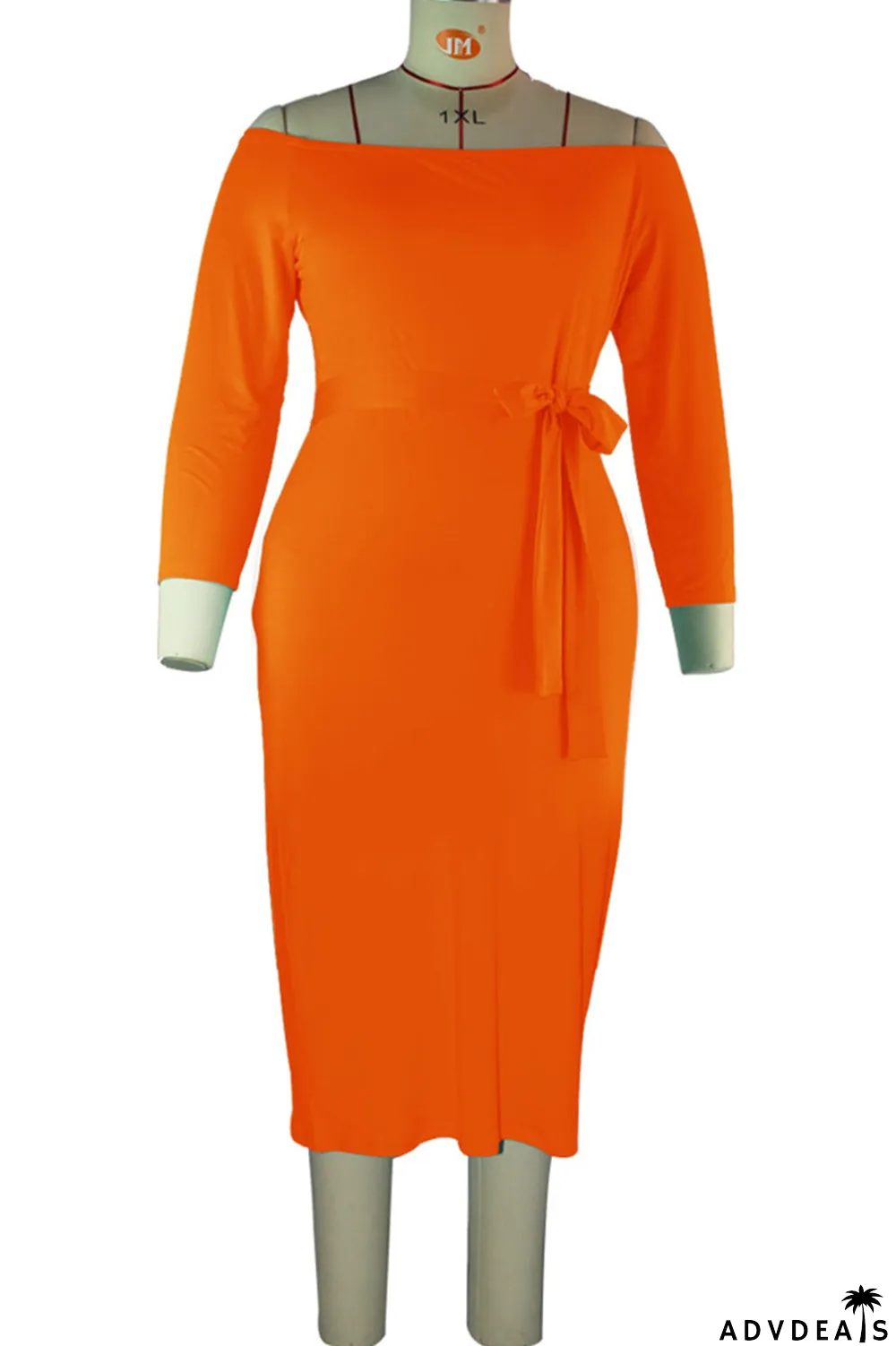 Black Casual Solid Bandage Split Joint Off the Shoulder One Step Skirt Plus Size Dresses