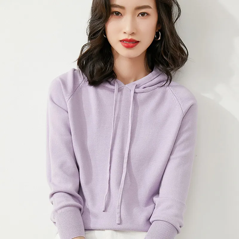 Churchf Churchf New Long-Sleeved Hoodie Sweater Women's Pullover Hoodie Loose Casual Short Top Hoodie Bottom Sweater