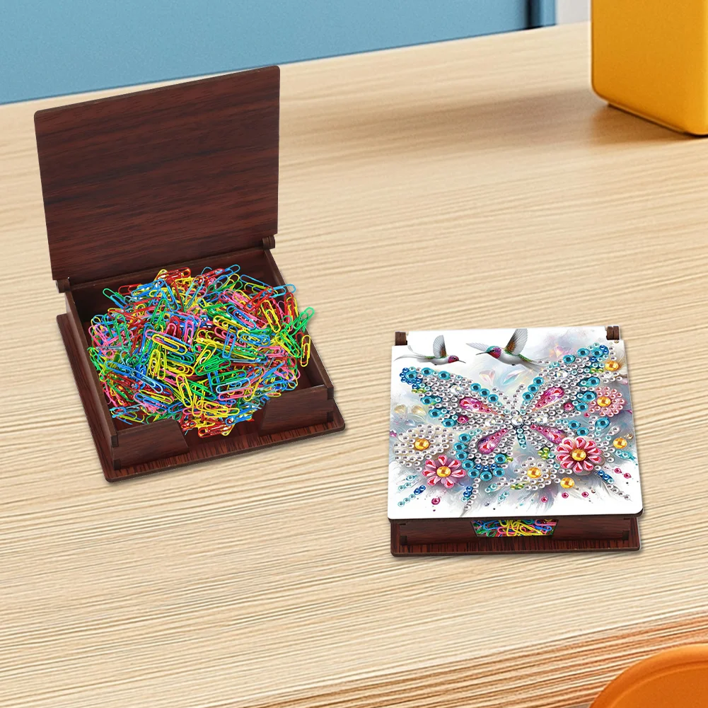 Wood Hummingbird Butterfly Diamond Painting Memo Pad Holder Mosaic Kit for Home