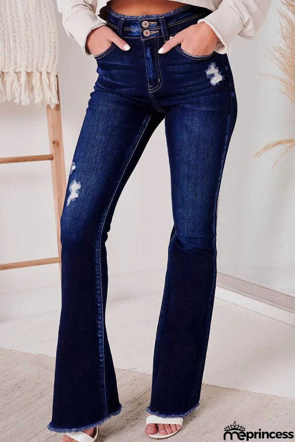 Dark Blue High Rise Flare Jeans