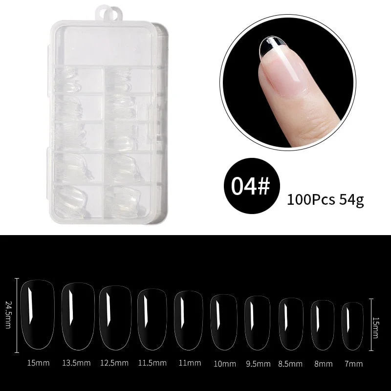 100Pcs False Full Nail Tips Quick Building Mold Tips Nail Dual Forms Finger Extension Nail Art UV extension Easy Find Nail Tools-Nail Inspo