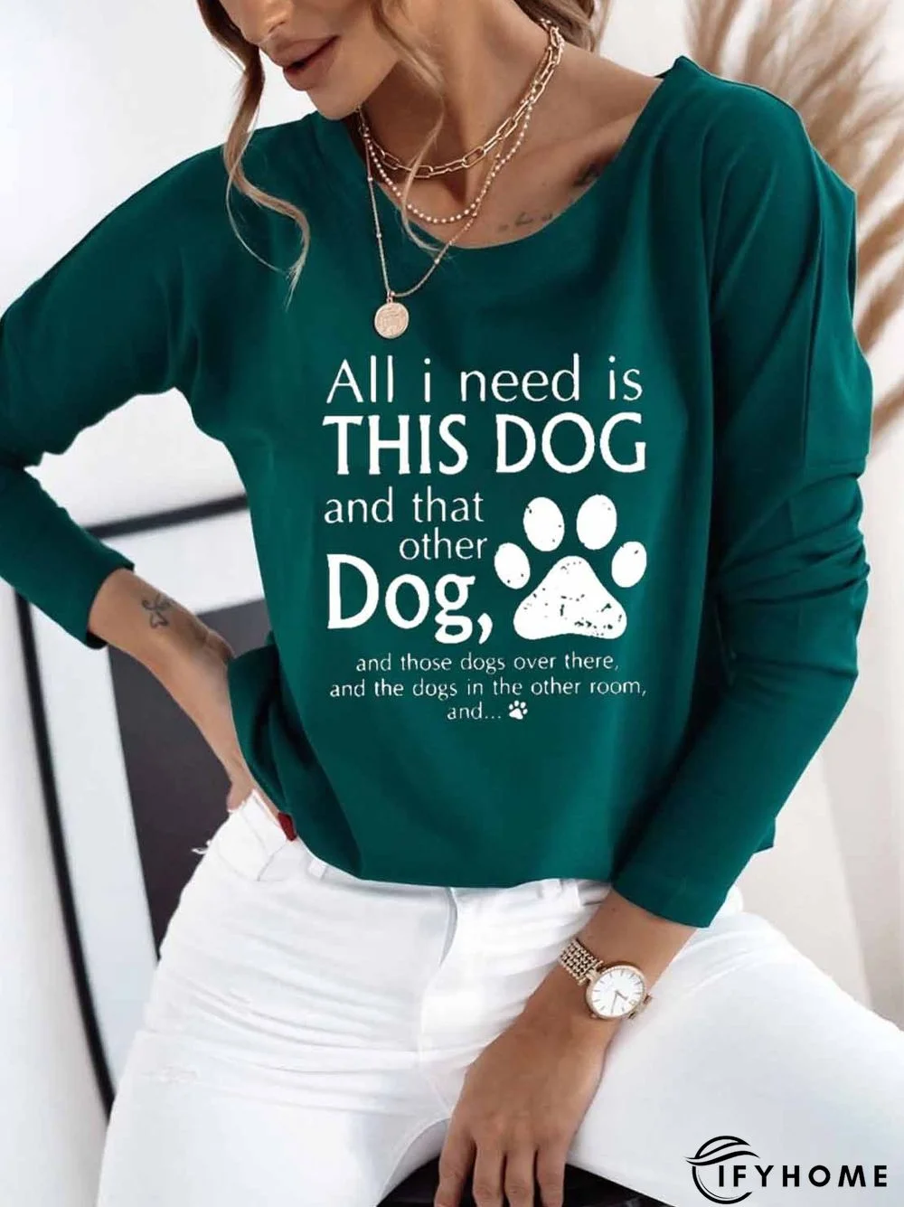 Women's All I Need Is This Dog And That Other Dog Simple Warmth Fleece T-Shirt | IFYHOME