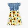 Family Dresses Print Stitching Denim Tank Dress