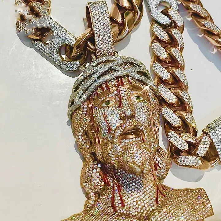 Iced Out Jesus Piece Pendant Full Zircon Necklace Jewelry-VESSFUL