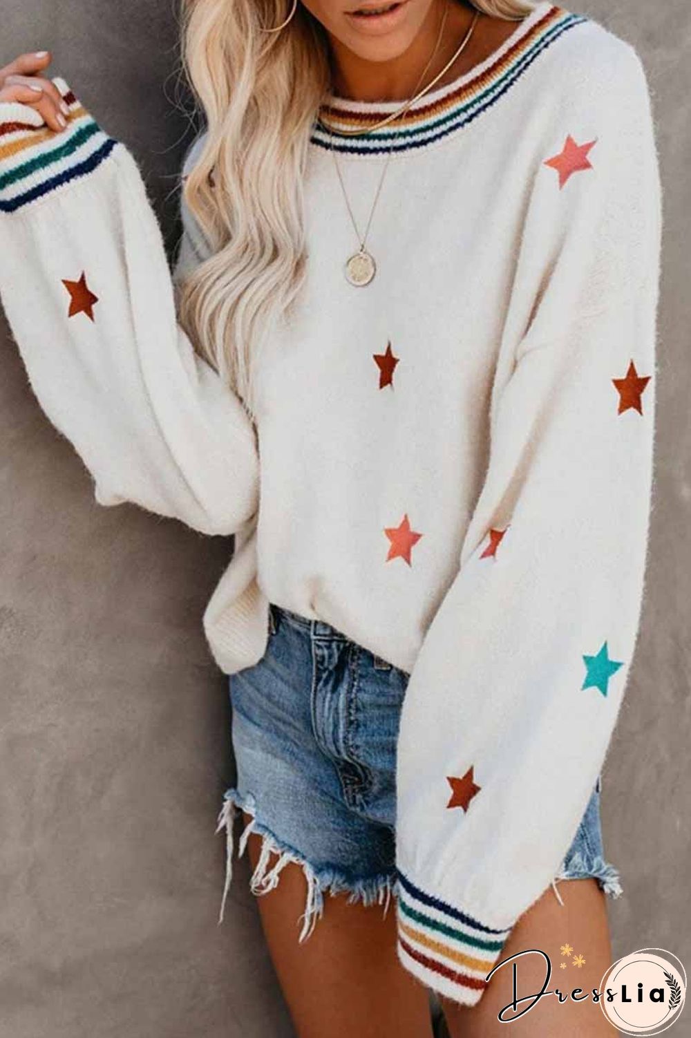 Fashion Loose Star Print Sweater