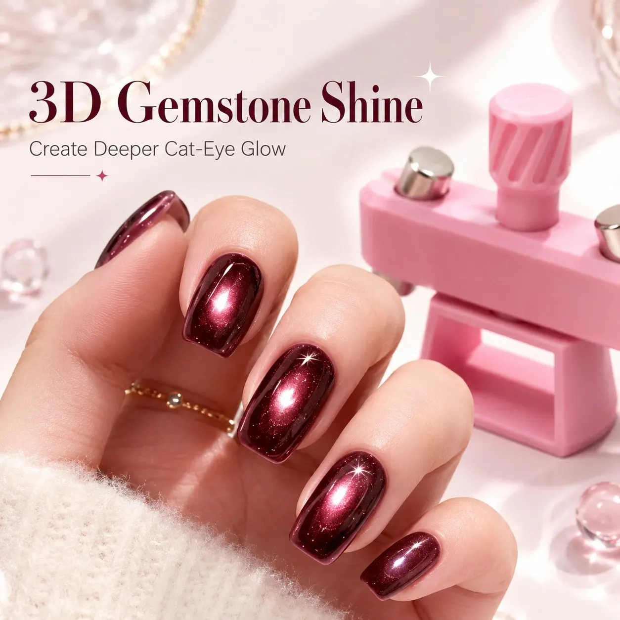 3D glass bead cat-eye nail effect