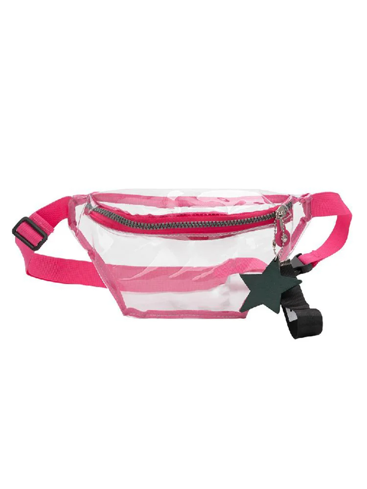 Fashion PVC Transparent Fanny Packs Women Waist Bags Shoulder Bags (Red)