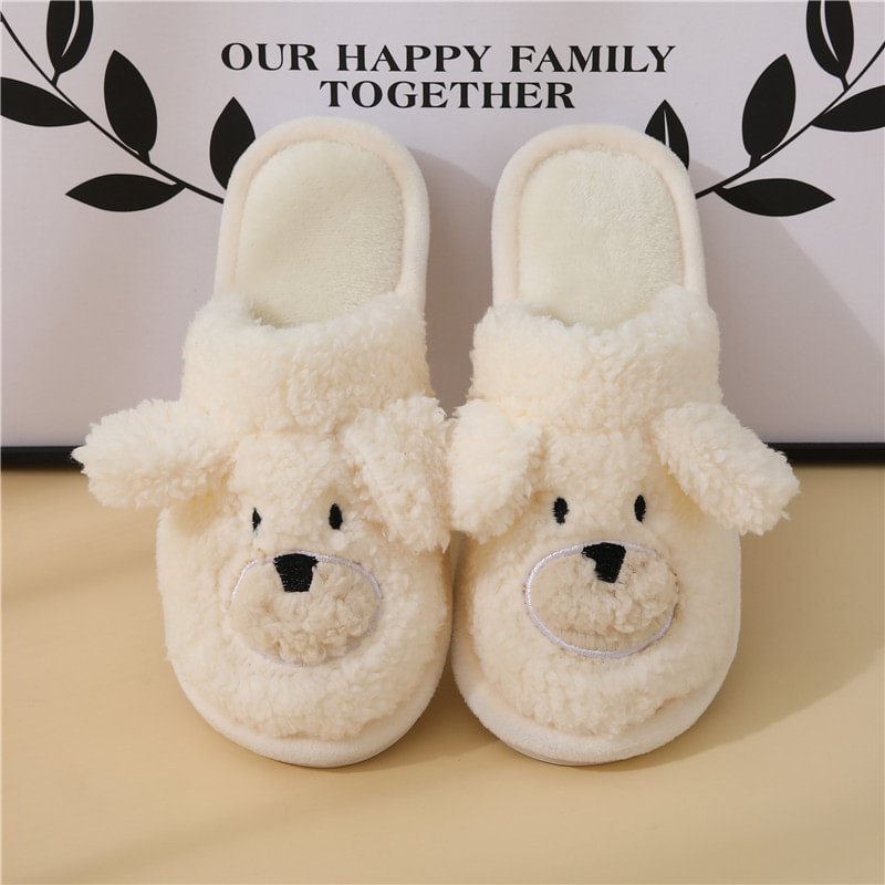 Letclo™ Winter Indoor Non-slip Bear Plush Couple Slippers letclo Letclo