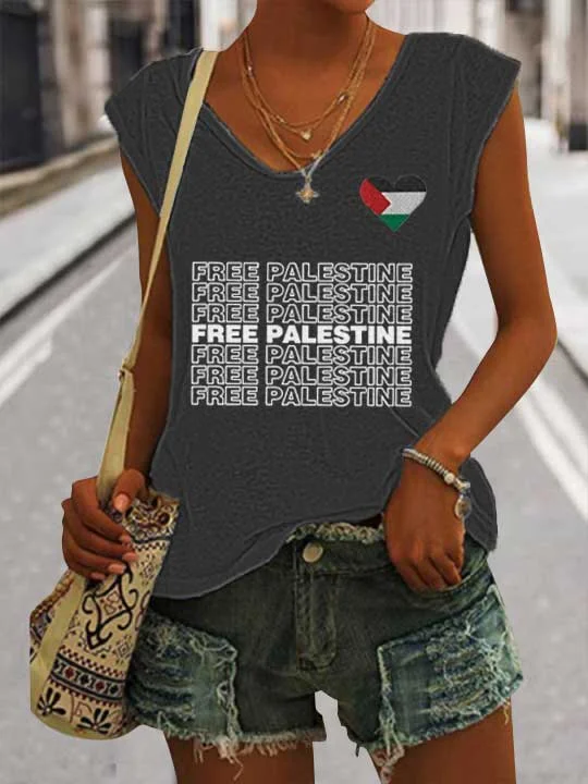Women's Casual Free Palestine Print Vest