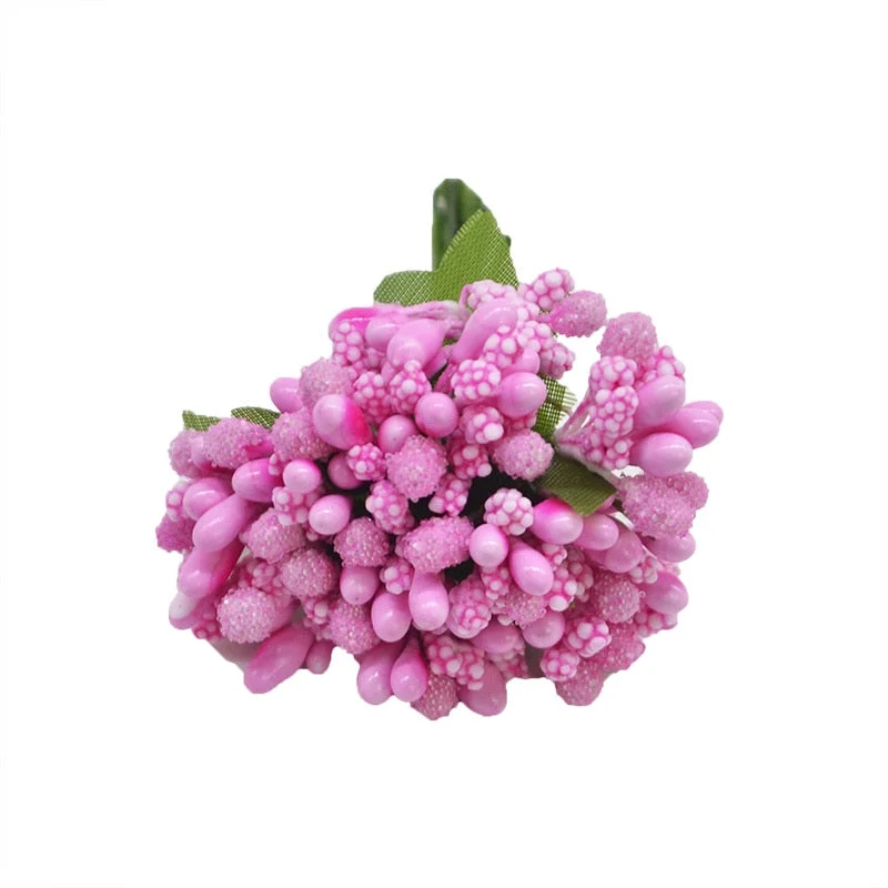 12Pcs/lot Handcraft Artificial Flowers Stamen Sugar Wedding Party Decoration DIY Wreath Gift Box Scrapbooking Cheap Fake Flowers