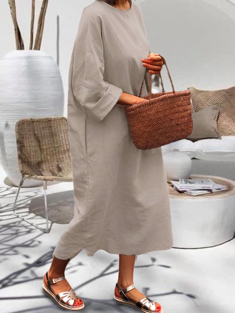 Casual Long Sleeve Crew Neck Dress