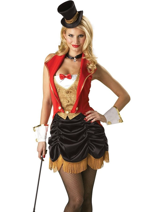 Red Old-Fashioned Magician Halloween Circus Costume-elleschic