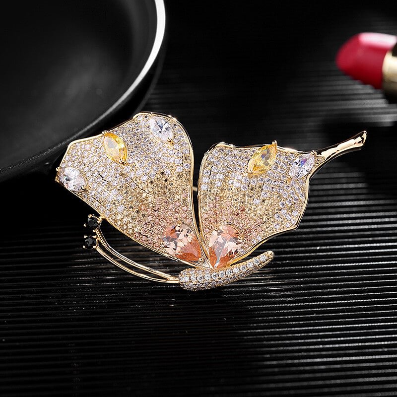 Cubic Zirconia Butterfly Lapel Pin