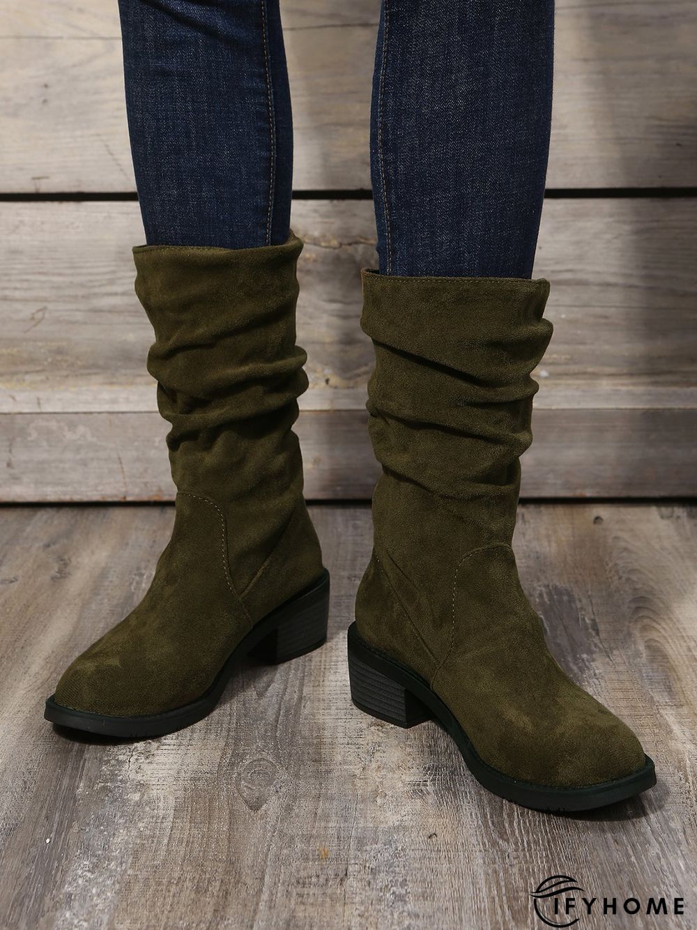 Faux Suede Slip On Slouchy Boots | IFYHOME