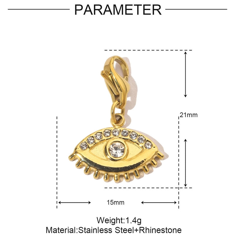 3 PCS/Package Titanium Steel Rhinestones Eye Pendant Jewelry Accessories