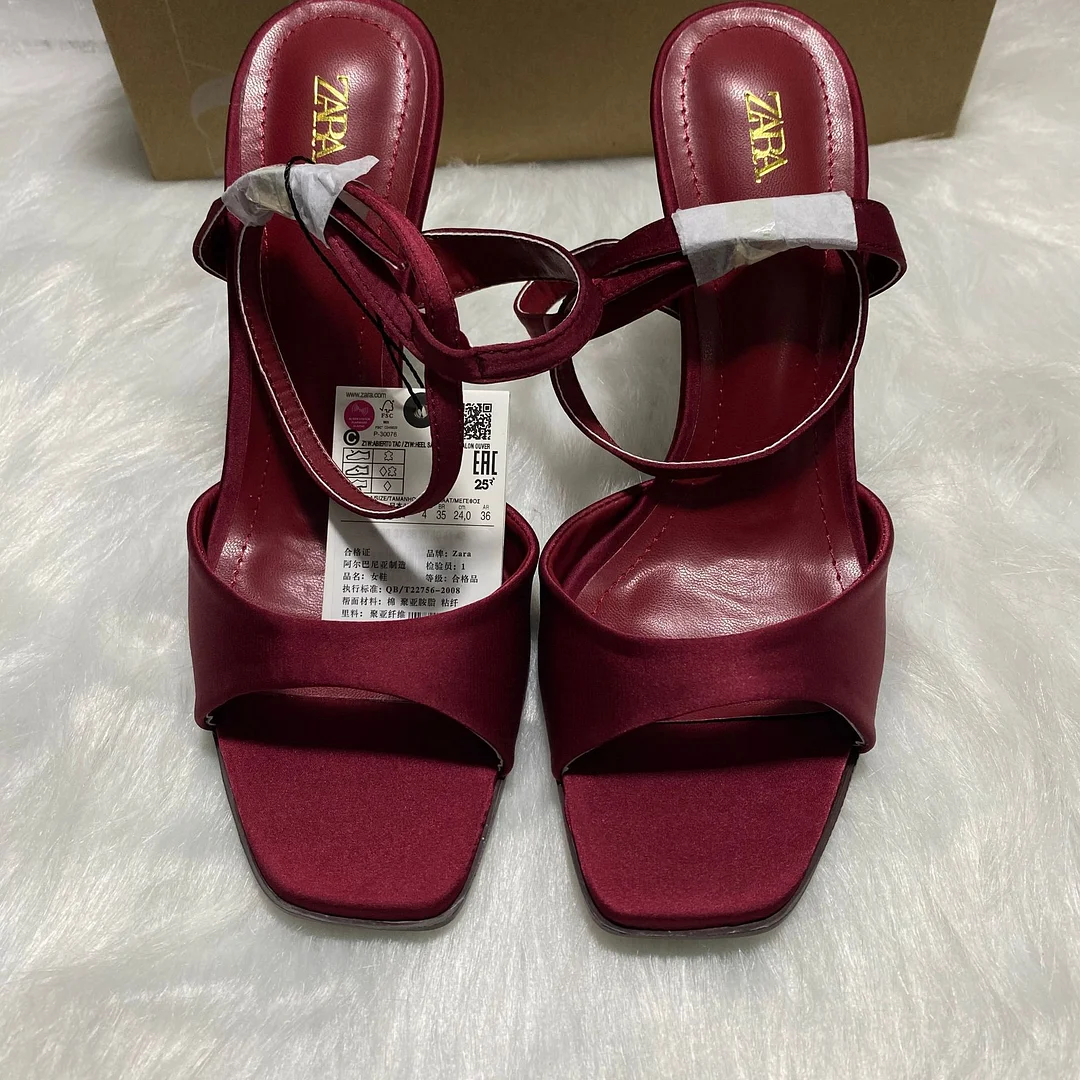 Breakj Breakj Home 2025 New Women's Shoes Red Fine Heel Temperament Ankle With High Heels Side Toe With Sandals