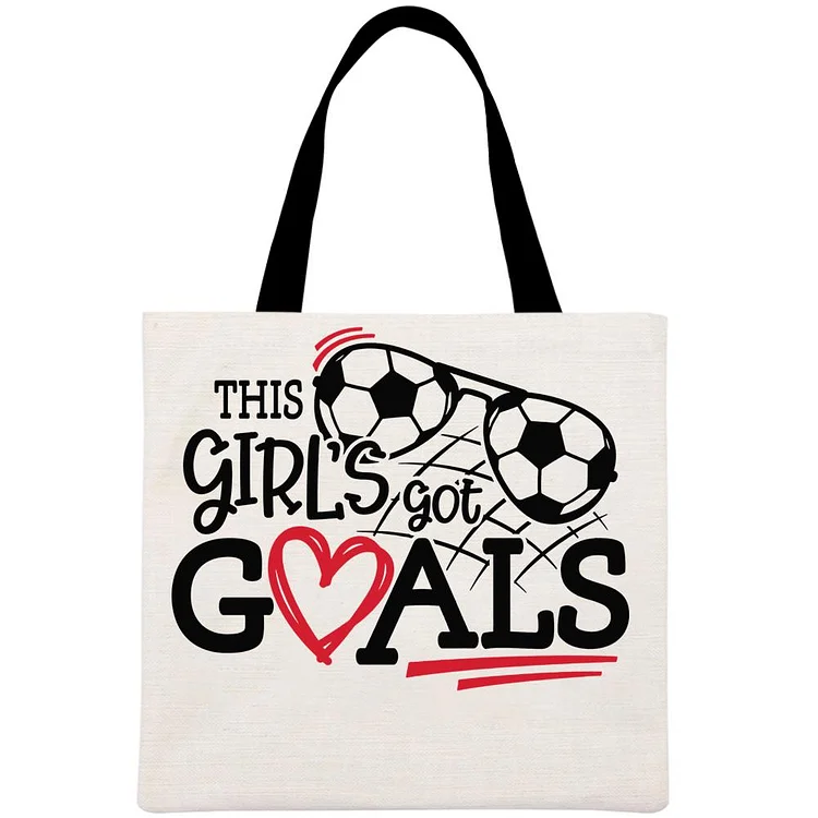 Girl's Soccer Printed Linen Bag-Annaletters