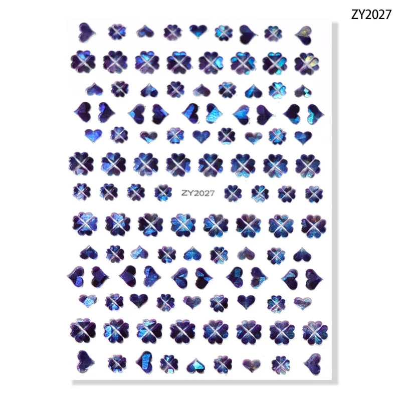 1Pcs Laser Ginkgo Leaf Self-adhesive Nail Sticker Lucky Four-leaf Clover Animal Cartoon Nail Art Sticker Decal Nail Charm Design