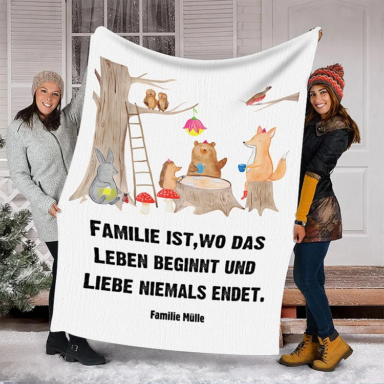 Kettenmachen Famile Decke-Personalisierbarer Text Decke -Familie ist wo das Leben beginnt und Liebe niemals endet- Geschenk für Eletern