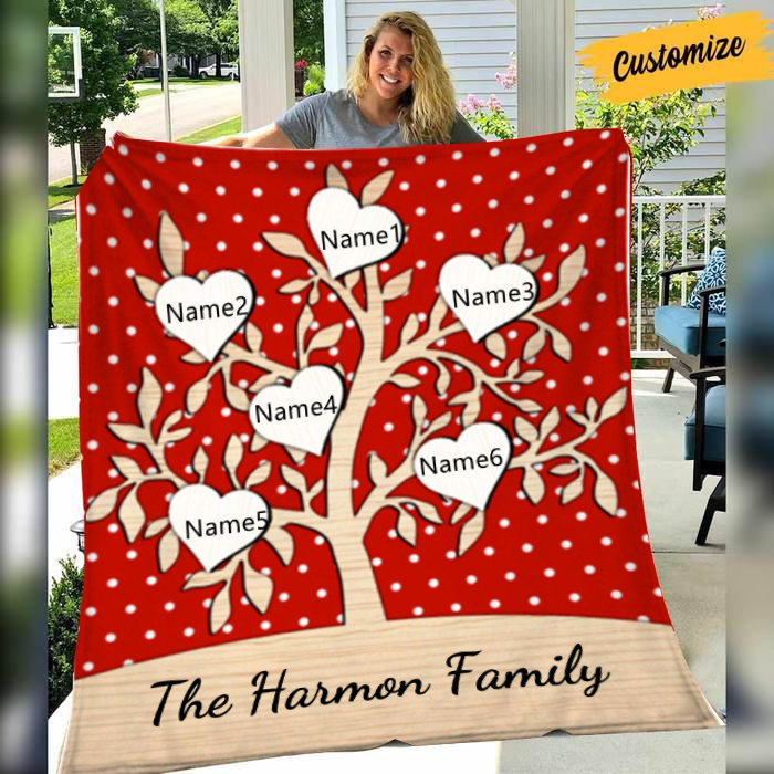 Personalized Family Tree Blanket Custom 6 Family Names Christmas Blanket