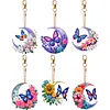 6Pcs Butterfly Diamond Art Keychain Ornaments DIY Diamond Painting Keychain Kits (B)
