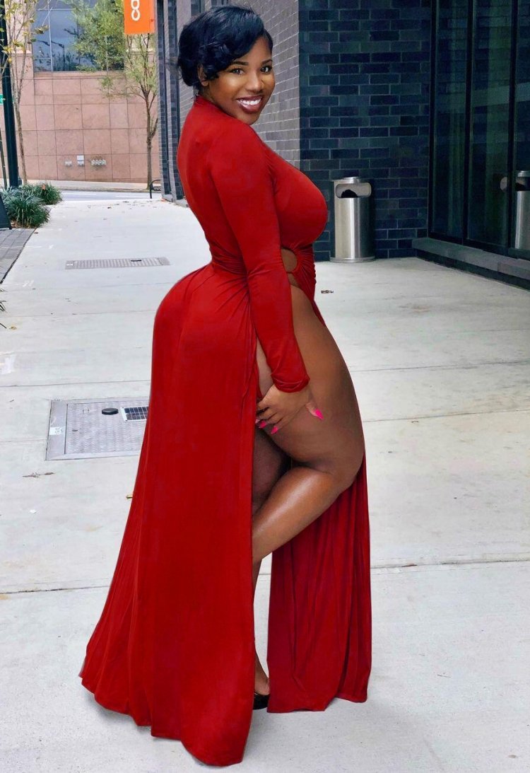 Autumn Plus Size Sexy High-Neck Long Sleeve Wasit Tie Slit Long Dress2